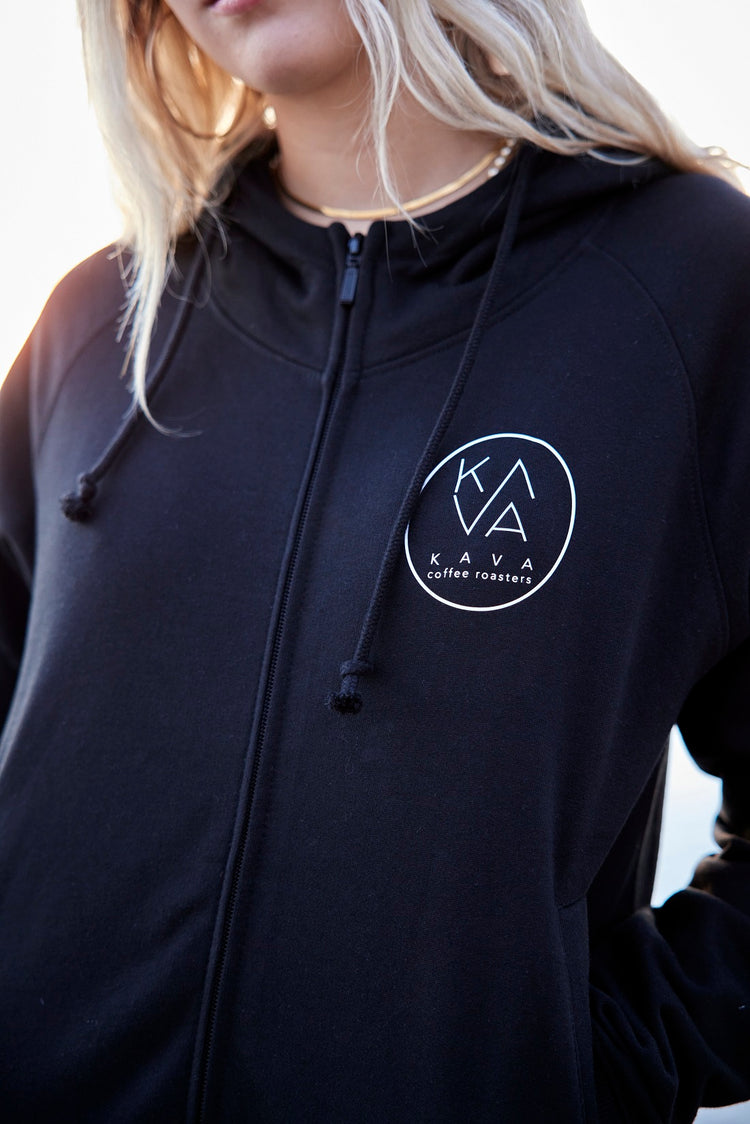 KAVA organic Zip hoodie women black Logo